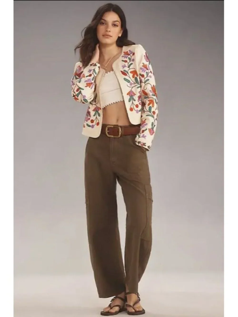 NWT Anthropologie Women's Floral Embroidered Dolan Linen Jacket Size S 3235 - Picture 13 of 16